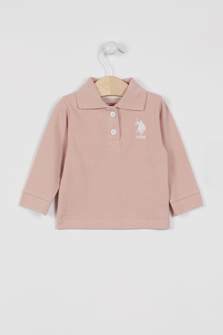 U.S. Polo Assn. Kız Bebek Polo Yaka Baskısız Kışlık Regular Fit Pembe T-Shirt USB994-B-V8
