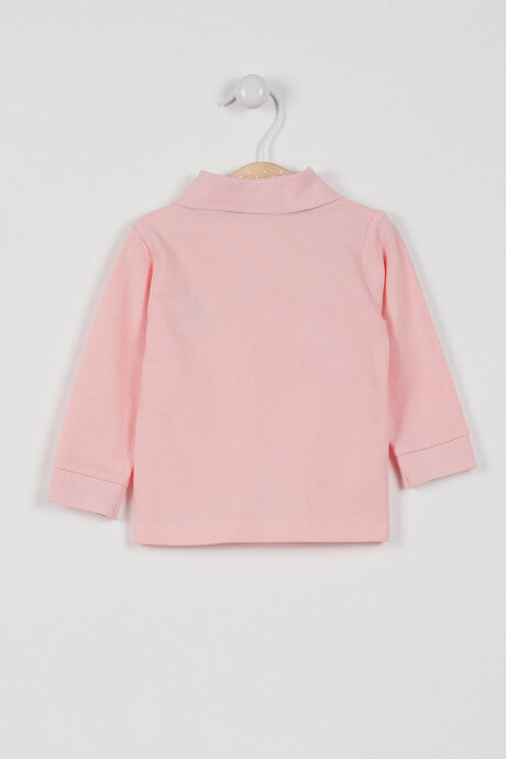 U.S. Polo Assn. Kız Bebek Pamuklu Polo Yaka Baskısız Kışlık Regular Fit Pembe T-Shirt USB994-B-V6 - 2