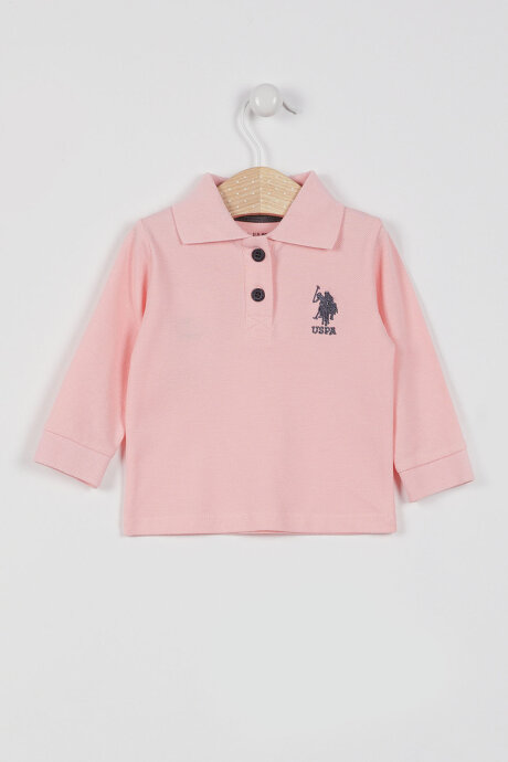 U.S. Polo Assn. Kız Bebek Polo Yaka Baskısız Kışlık Regular Fit Pembe T-Shirt USB994-B-V6