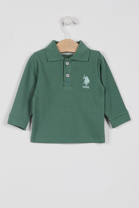 U.S. Polo Assn. Erkek Bebek Polo Yaka Baskısız Kışlık Regular Fit Yeşil T-Shirt USB998-B-V7 