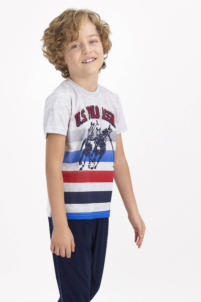 U.S. Polo Assn - U.S. Polo Assn Lisanslı Karmelanj Erkek Çocuk Kısa Kol Pijama Takımı (1)