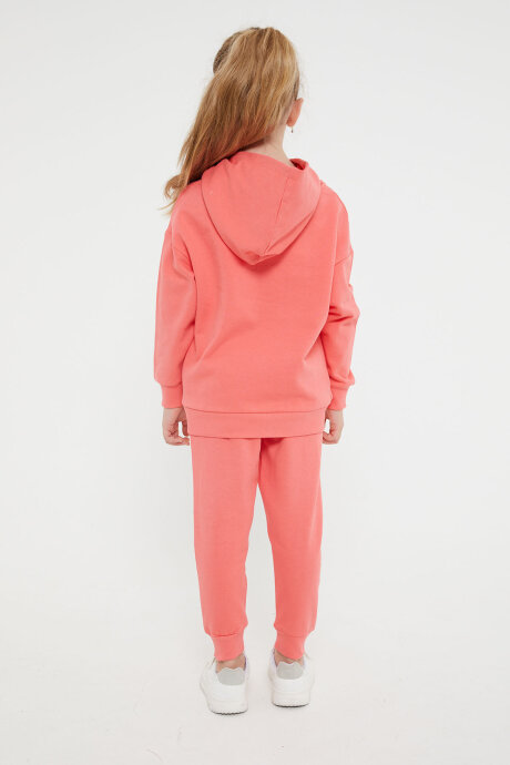 U.S. Polo Assn. Kız Çocuk Pamuklu Kapüşonlu Nakışlı Kışlık Regular Fit Pembe Eşofman Takımı US1205-C-V1 - 5