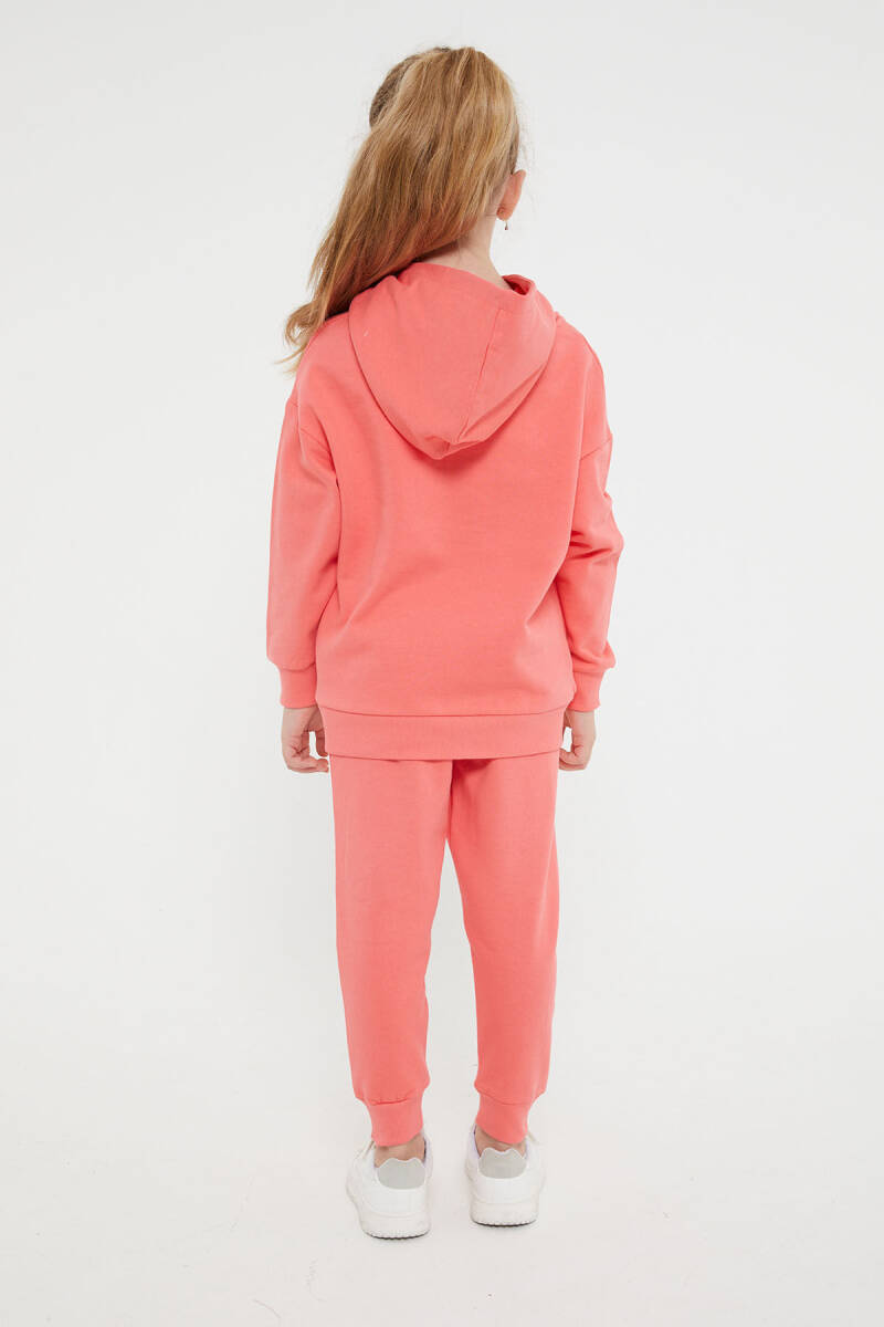U.S. Polo Assn. Kız Çocuk Pamuklu Kapüşonlu Nakışlı Kışlık Regular Fit Pembe Eşofman Takımı US1205-C-V1 - 5