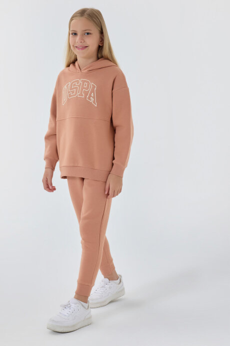 U.S. Polo Assn. Kız Çocuk Pamuklu Kapüşonlu Nakışlı Kışlık Regular Fit Bordo Eşofman Takımı US1205-C-V6 (1)
