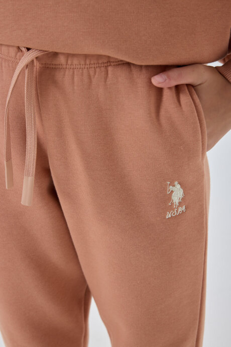 U.S. Polo Assn. Kız Çocuk Pamuklu Kapüşonlu Nakışlı Kışlık Regular Fit Bordo Eşofman Takımı US1205-C-V6 - 4