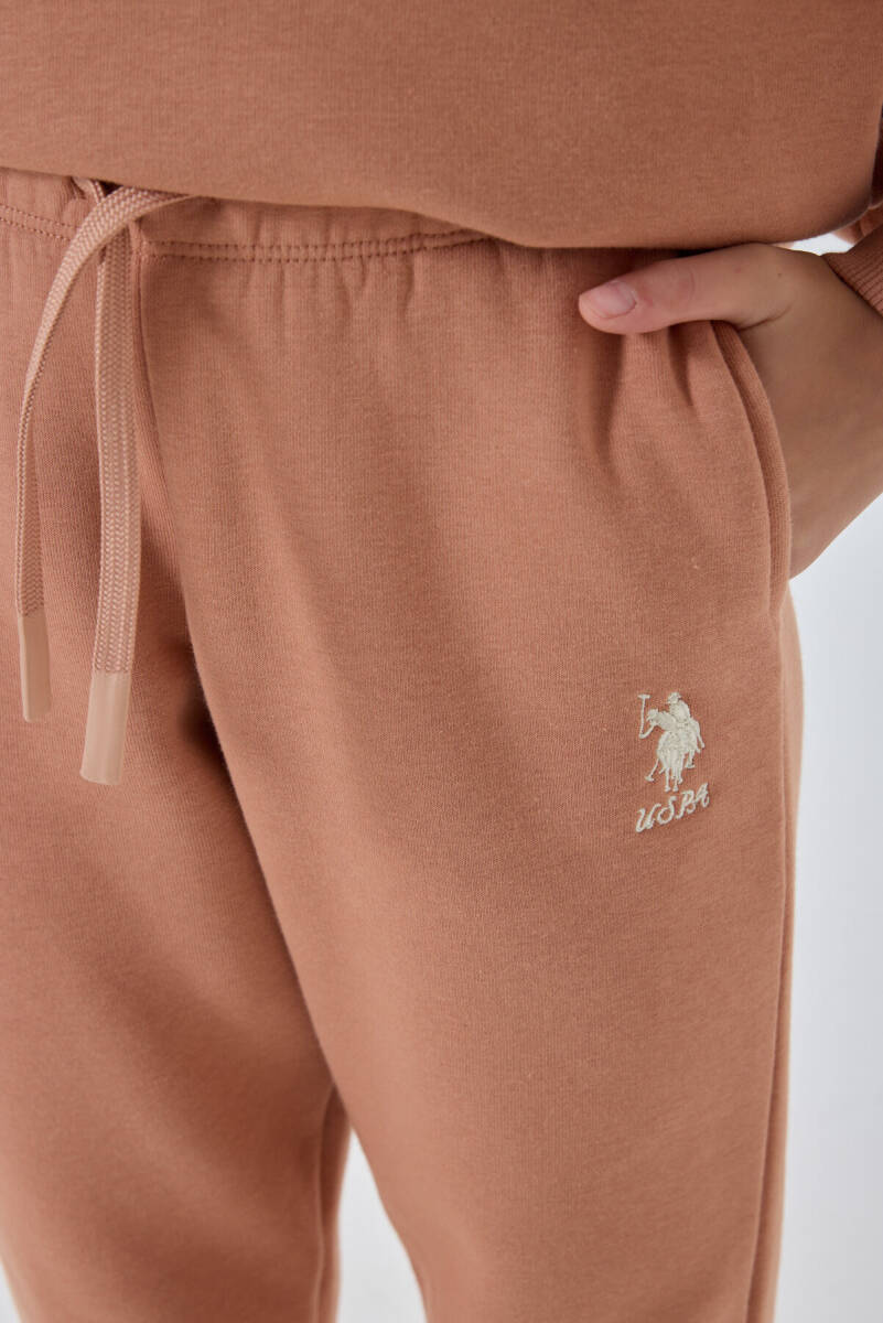 U.S. Polo Assn. Kız Çocuk Pamuklu Kapüşonlu Nakışlı Kışlık Regular Fit Bordo Eşofman Takımı US1205-C-V6 - 4