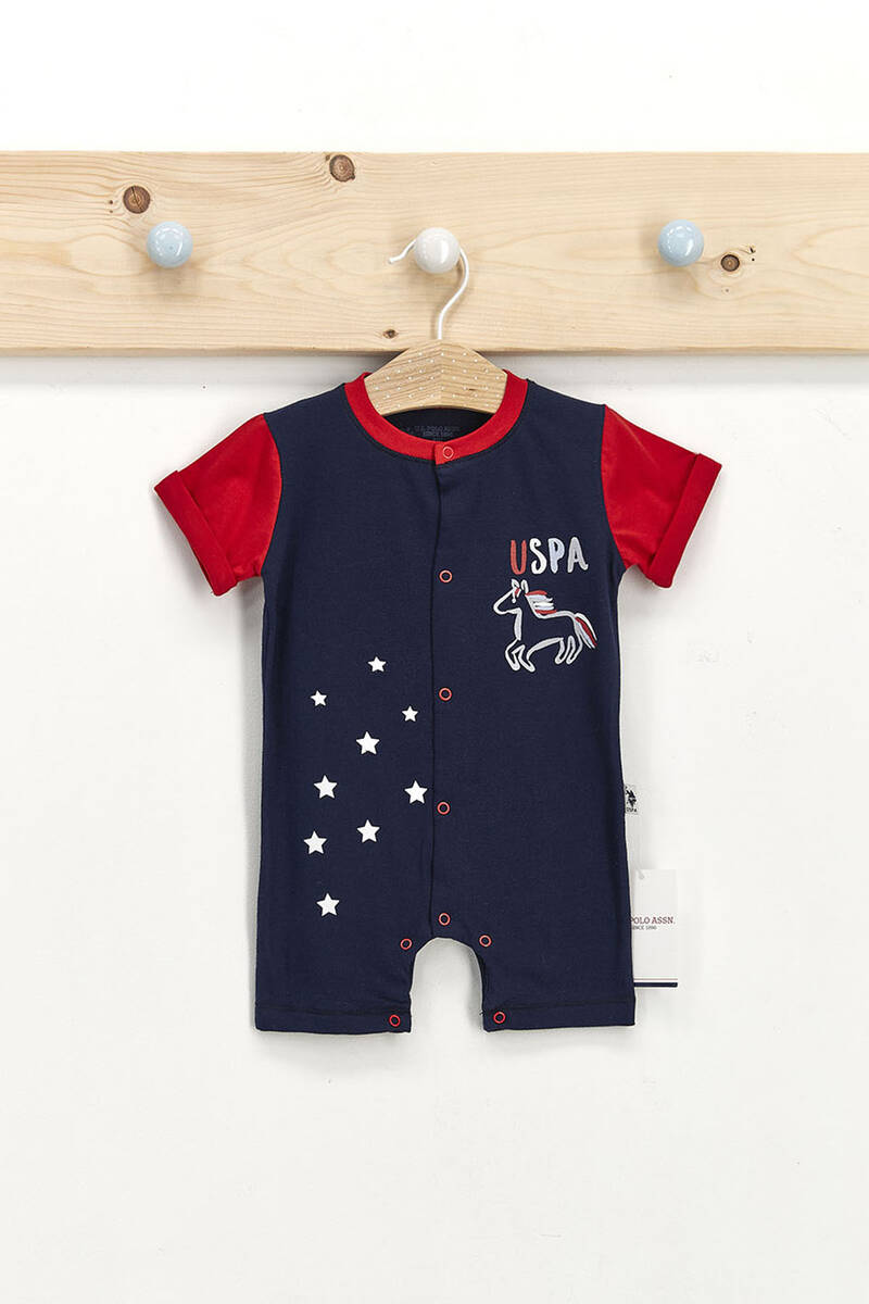 U.S. Polo Assn Bebek - U.S. Polo Assn Lisanslı Lacivert Erkek Bebek Kısa Kol Tulum