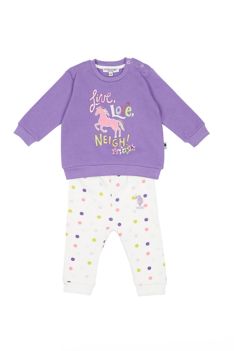 U.S. Polo Assn Lisanslı Love Neigh Violet Kız Bebek Takımı