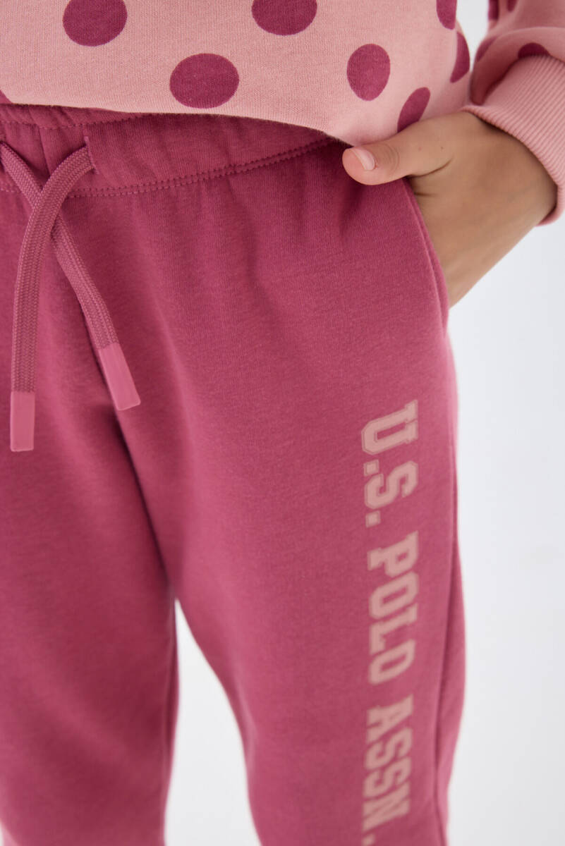 U.S. Polo Assn. Kız Çocuk Pamuklu Bisiklet Yaka Allover Baskılı Kışlık Regular Fit Pembe Eşofman Takımı US1230-C-V1 - 4