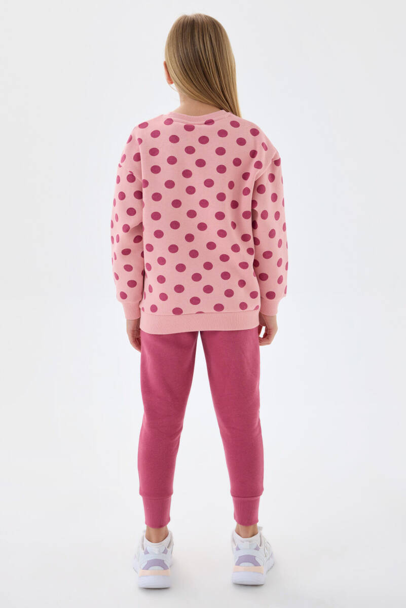 U.S. Polo Assn. Kız Çocuk Pamuklu Bisiklet Yaka Allover Baskılı Kışlık Regular Fit Pembe Eşofman Takımı US1230-C-V1 - 5