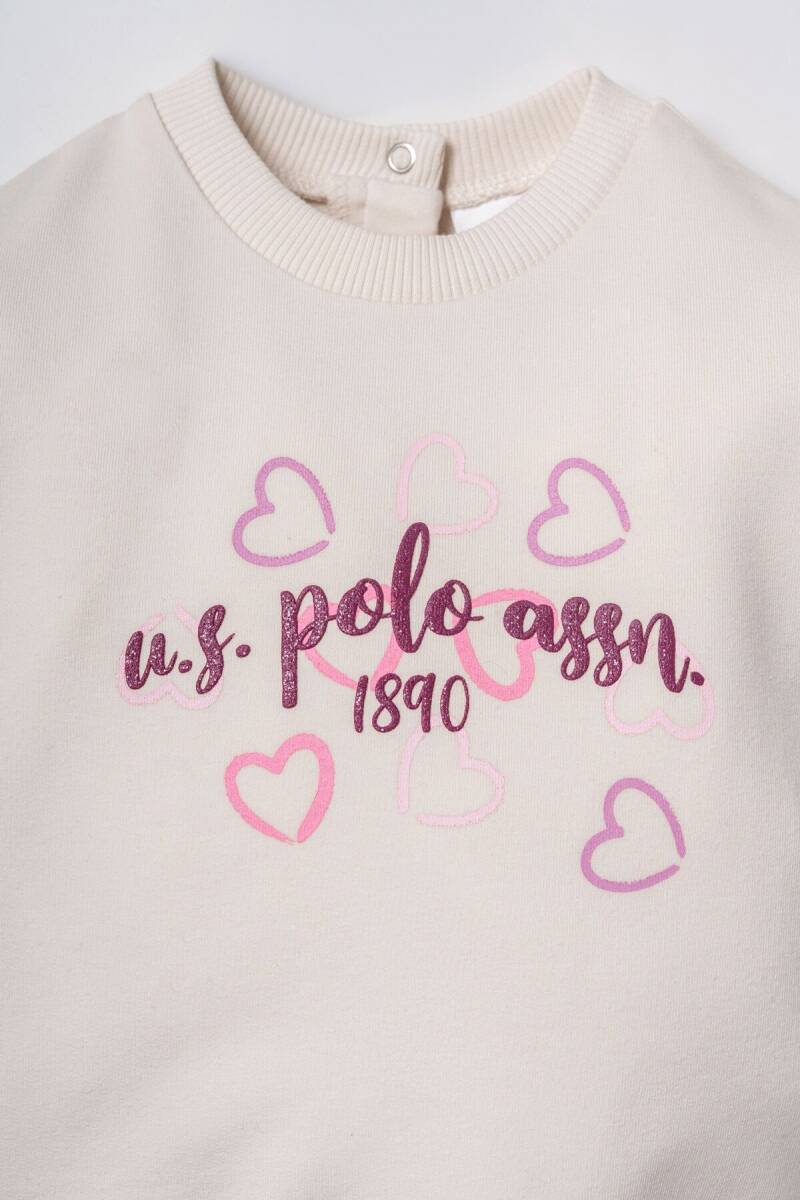 U.S. Polo Assn. Nakışlı Kız Bebek Pamuklu Beyaz Uzun Kol Pijama Takım USB3261-C-V1 - 2