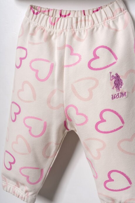 U.S. Polo Assn. Nakışlı Kız Bebek Pamuklu Beyaz Uzun Kol Pijama Takım USB3261-C-V1 - 3