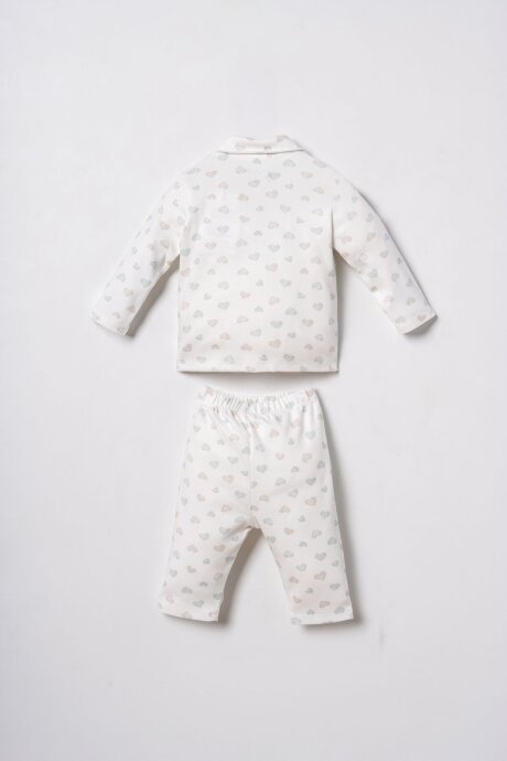 U.S. Polo Assn. Nakışlı Kız Bebek %100 Pamuk Cute Hearts Beyaz Gömlek Pijama Takımı USB3203-C-V1 - 4