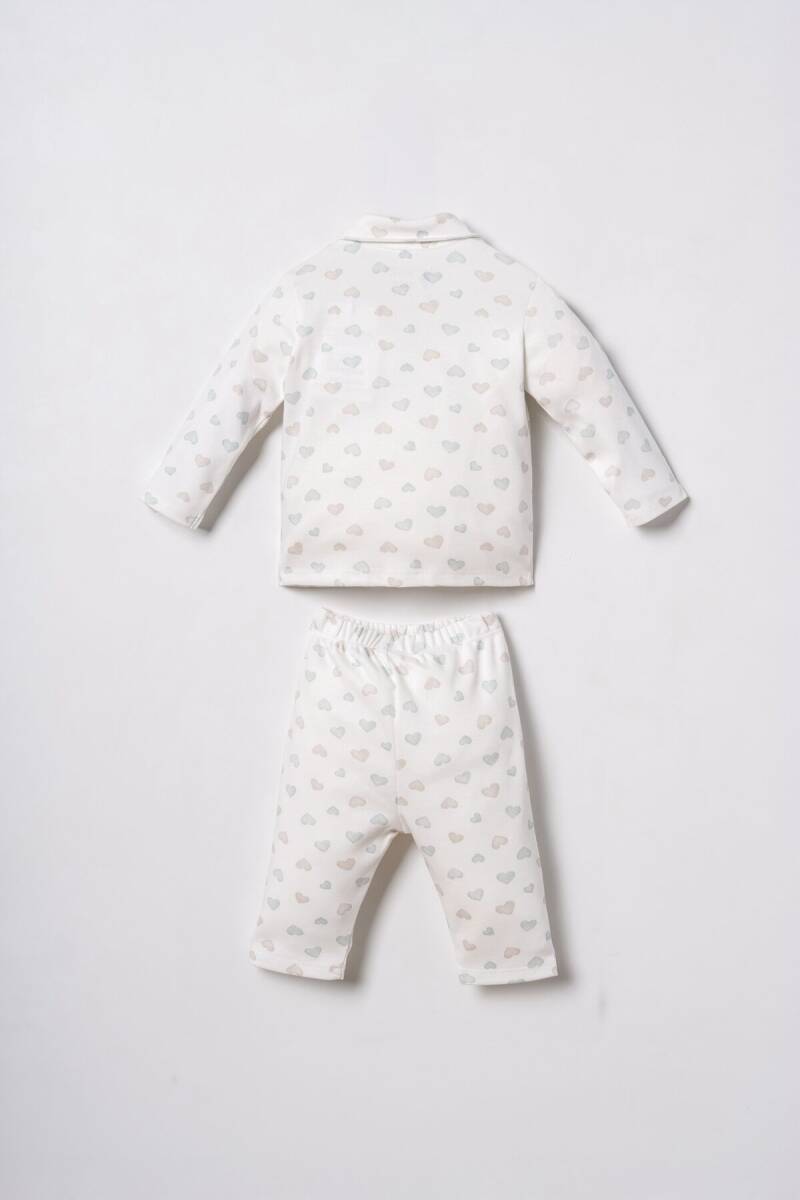 U.S. Polo Assn. Nakışlı Kız Bebek %100 Pamuk Cute Hearts Beyaz Gömlek Pijama Takımı USB3203-C-V1 - 4