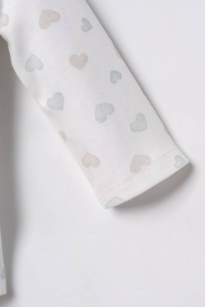 U.S. Polo Assn. Nakışlı Kız Bebek %100 Pamuk Cute Hearts Beyaz Gömlek Pijama Takımı USB3203-C-V1 - 6