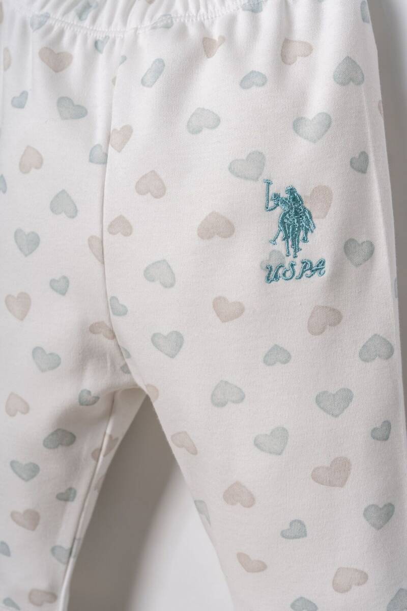 U.S. Polo Assn. Nakışlı Kız Bebek %100 Pamuk Cute Hearts Beyaz Gömlek Pijama Takımı USB3203-C-V1 - 3