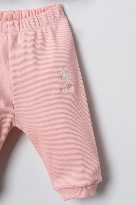 U.S. Polo Assn. Nakışlı Kız Bebek Pamuklu Hırkalı Beyaz Uzun Kol Pijama Takım USB3254-C-V1 - 5