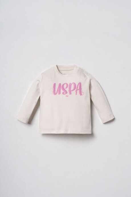 U.S. Polo Assn. Nakışlı Kız Bebek Pamuklu Hırkalı Beyaz Uzun Kol Pijama Takım USB3260-C-V1 - 3