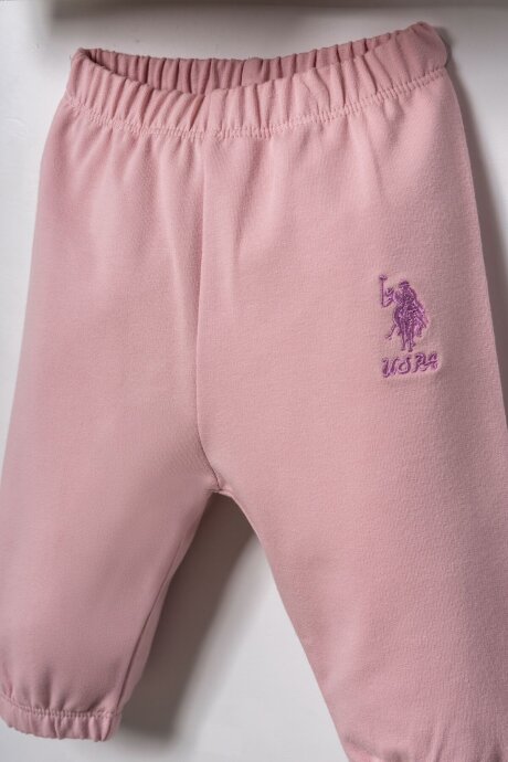 U.S. Polo Assn. Nakışlı Kız Bebek Pamuklu Hırkalı Beyaz Uzun Kol Pijama Takım USB3260-C-V1 - 5