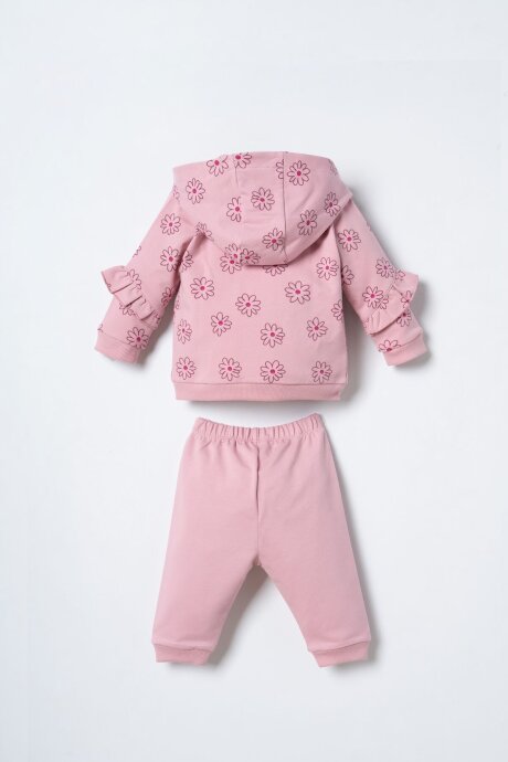 U.S. Polo Assn. Nakışlı Kız Bebek Pamuklu Hırkalı Pembe Uzun Kol Pijama Takım USB3248-C-V1 - 4