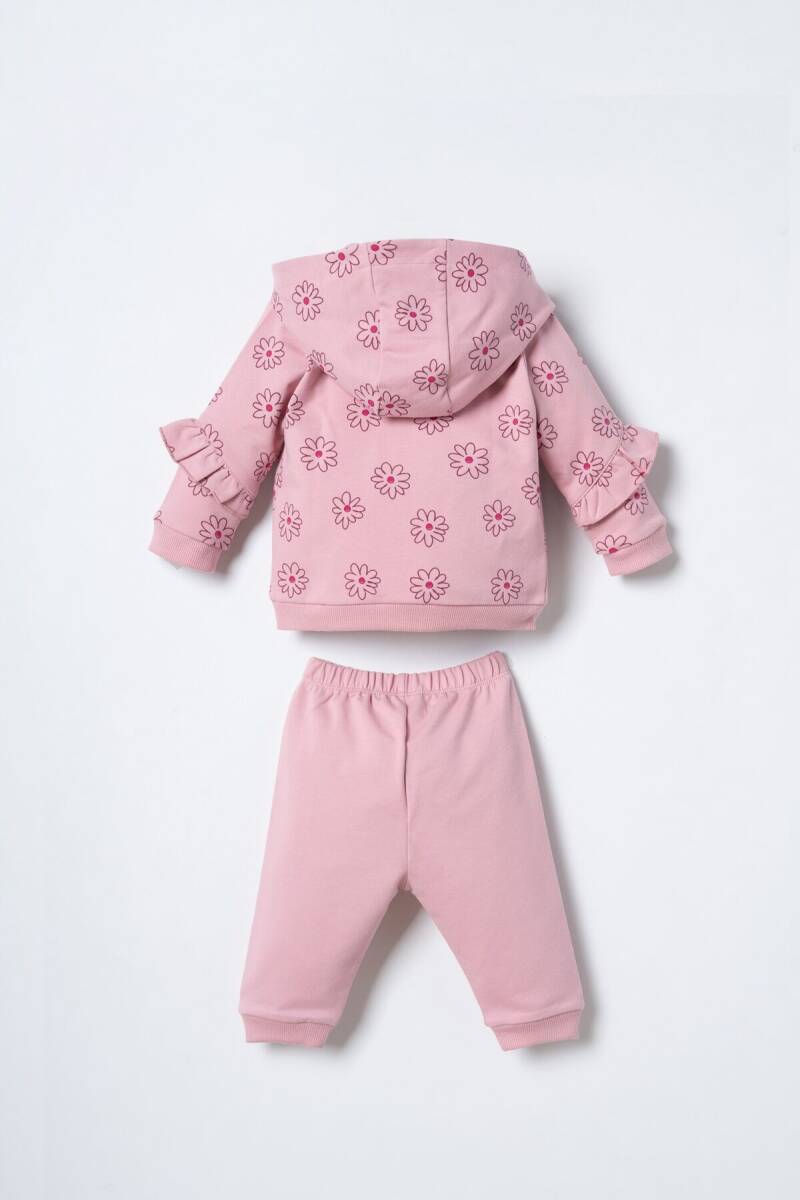 U.S. Polo Assn. Nakışlı Kız Bebek Pamuklu Hırkalı Pembe Uzun Kol Pijama Takım USB3248-C-V1 - 4