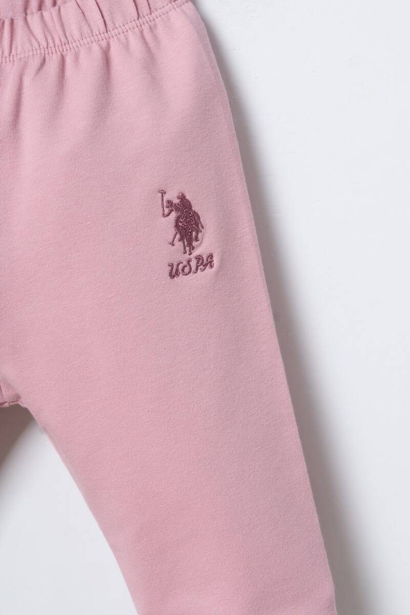 U.S. Polo Assn. Nakışlı Kız Bebek Pamuklu Hırkalı Pembe Uzun Kol Pijama Takım USB3248-C-V1 - 5