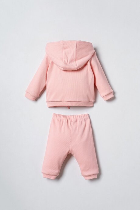 U.S. Polo Assn. Nakışlı Kız Bebek Pamuklu Hırkalı Pembe Uzun Kol Pijama Takım USB3254-C-V2 - 4
