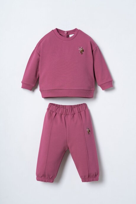 U.S. Polo Assn. Nakışlı Kız Bebek Pamuklu Mor Uzun Kol Pijama Takım USB3245-C-V2