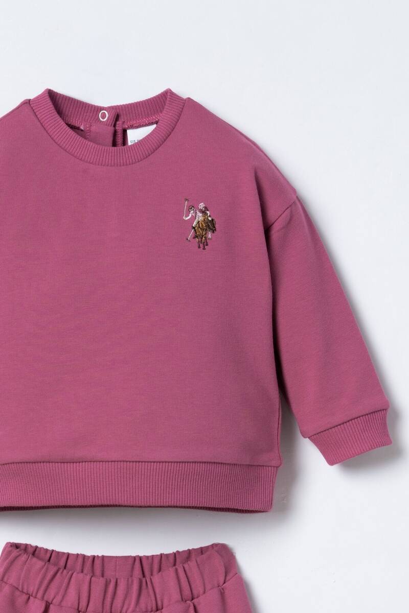U.S. Polo Assn. Nakışlı Kız Bebek Pamuklu Mor Uzun Kol Pijama Takım USB3245-C-V2 - 2