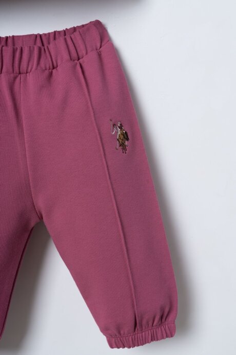 U.S. Polo Assn. Nakışlı Kız Bebek Pamuklu Mor Uzun Kol Pijama Takım USB3245-C-V2 - 3