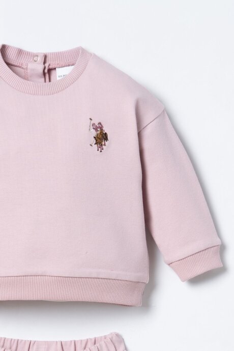 U.S. Polo Assn. Nakışlı Kız Bebek Pamuklu Pembe Uzun Kol Pijama Takım USB3245-C-V3 (1)