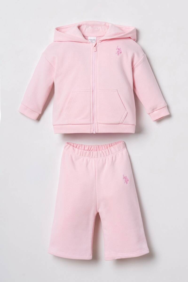 U.S. Polo Assn. Nakışlı Kız Bebek Pembe Uzun Kol Pijama Takım USB3246-C-V2 - 1