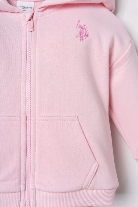 U.S. Polo Assn. Nakışlı Kız Bebek Pembe Uzun Kol Pijama Takım USB3246-C-V2 (1)