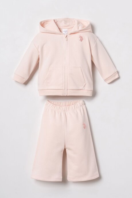U.S. Polo Assn. Nakışlı Kız Bebek Pembe Uzun Kol Pijama Takım USB3246-C-V3