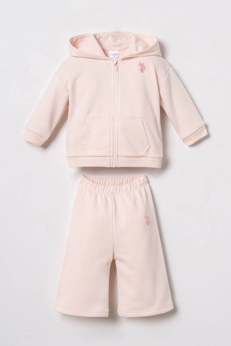 U.S. Polo Assn. Nakışlı Kız Bebek Pembe Uzun Kol Pijama Takım USB3246-C-V3 - 1
