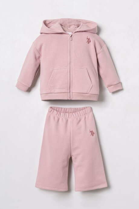 U.S. Polo Assn. Nakışlı Kız Bebek Pembe Uzun Kol Pijama Takım USB3246-C-V4