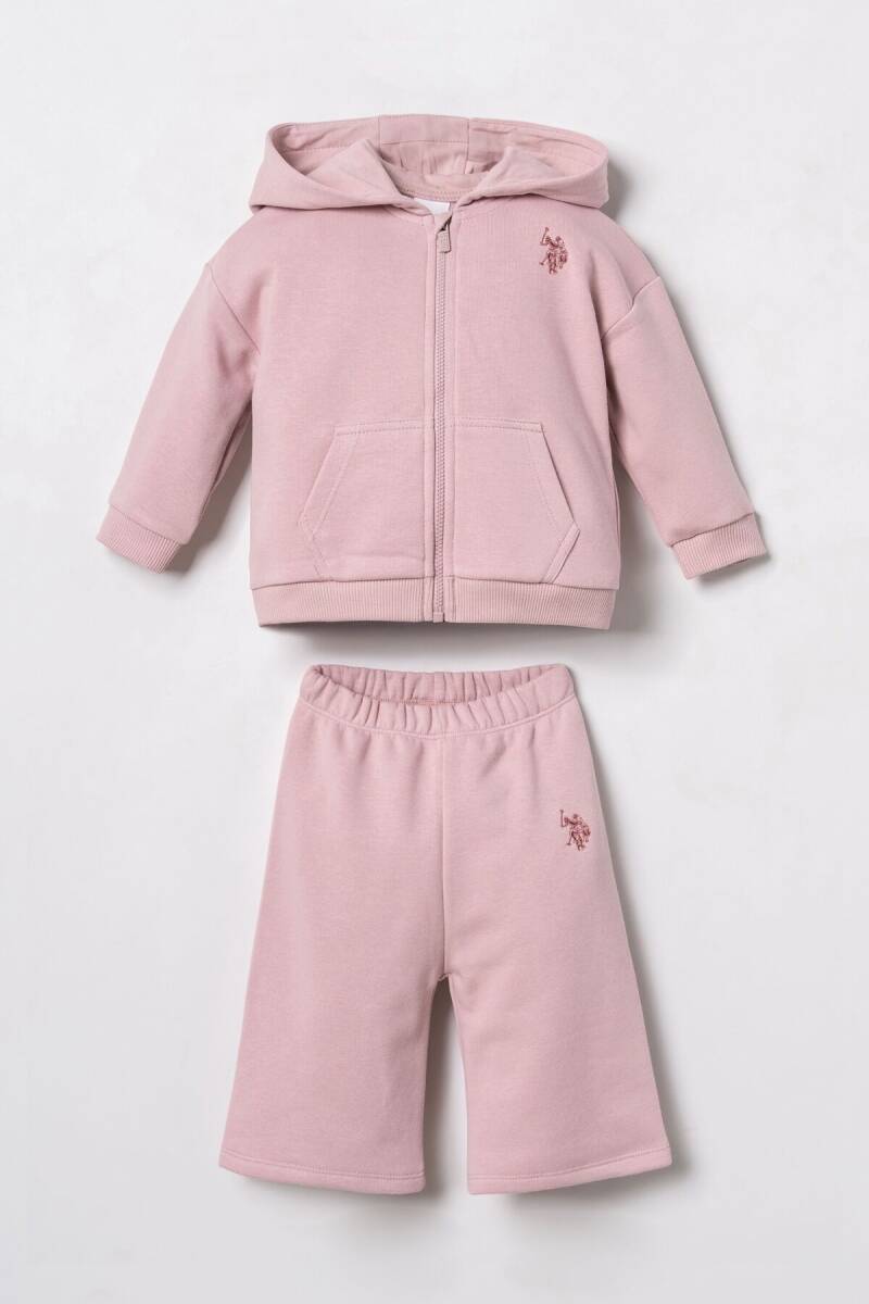 U.S. Polo Assn. Nakışlı Kız Bebek Pembe Uzun Kol Pijama Takım USB3246-C-V4 - 1