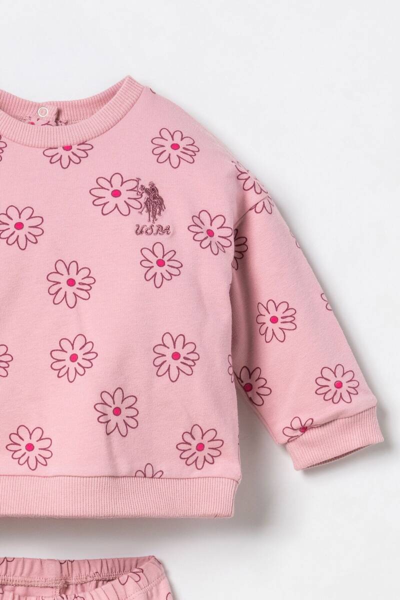 U.S. Polo Assn. Nakışlı Kız Bebek Pamuklu Pembe Uzun Kol Pijama Takım USB3247-C-V1 - 2