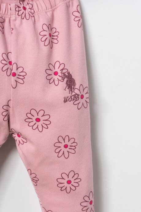 U.S. Polo Assn. Nakışlı Kız Bebek Pamuklu Pembe Uzun Kol Pijama Takım USB3247-C-V1 - 3
