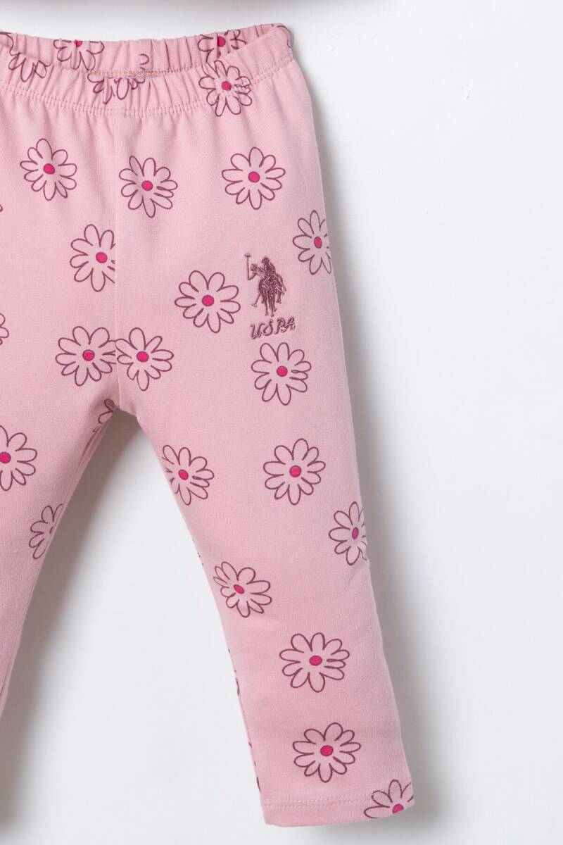 U.S. Polo Assn. Nakışlı Kız Bebek Pamuklu Pembe Uzun Kol Pijama Takım USB3250-C-V1 - 3