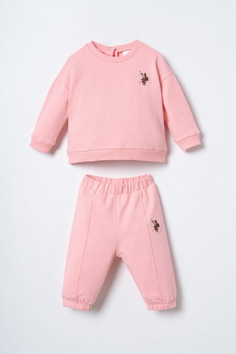 U.S. Polo Assn. Nakışlı Kız Bebek Pamuklu Turuncu Uzun Kol Pijama Takım USB3245-C-V1