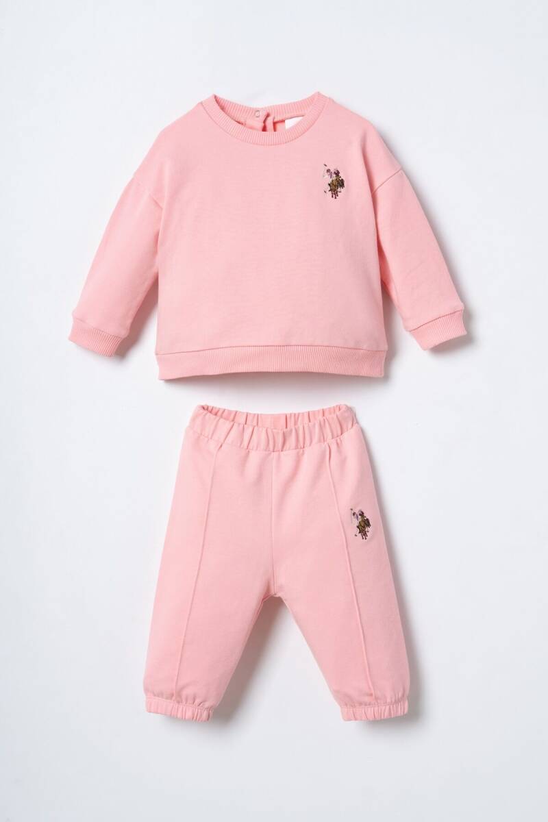 U.S. Polo Assn. Nakışlı Kız Bebek Pamuklu Turuncu Uzun Kol Pijama Takım USB3245-C-V1 - 1