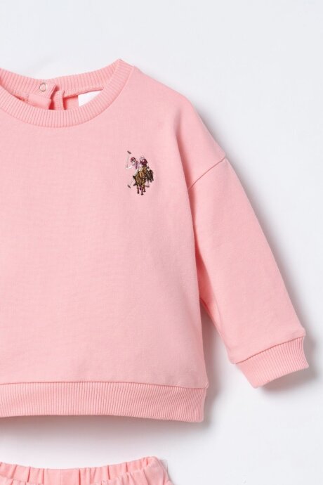 U.S. Polo Assn. Nakışlı Kız Bebek Pamuklu Turuncu Uzun Kol Pijama Takım USB3245-C-V1 (1)