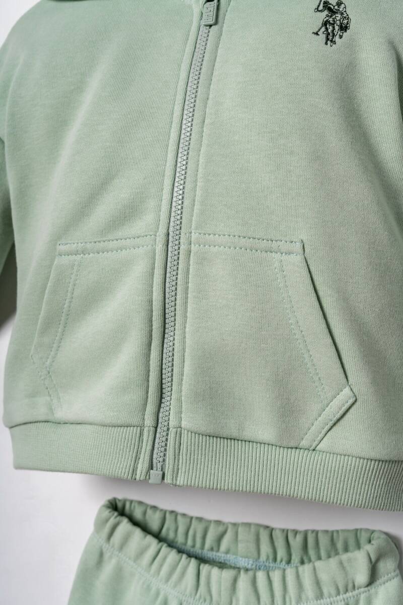 U.S. Polo Assn. Nakışlı Kız Bebek Yeşil Uzun Kol Pijama Takım USB3246-C-V1 - 6