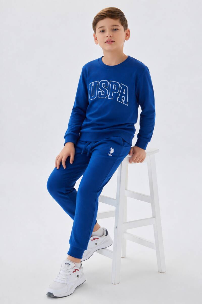 U.S. Polo Assn. Erkek Çocuk Bisiklet Yaka Pigment Baskılı Kışlık Regular Fit Mavi Eşofman Takımı US2135-C-V4 - 4