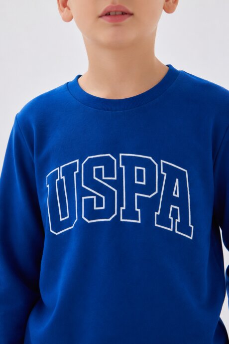 U.S. Polo Assn. Erkek Çocuk Bisiklet Yaka Pigment Baskılı Kışlık Regular Fit Mavi Eşofman Takımı US2135-C-V4 - 5