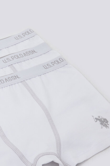 U.S. Polo Assn. Erkek Çocuk Pamuklu Pigment Baskılı Kışlık Regular Fit Beyaz Boxer US1383-C-V1 (1)