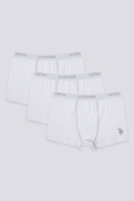 U.S. Polo Assn. Erkek Çocuk Pamuklu Pigment Baskılı Kışlık Regular Fit Beyaz Boxer US1383-C-V1