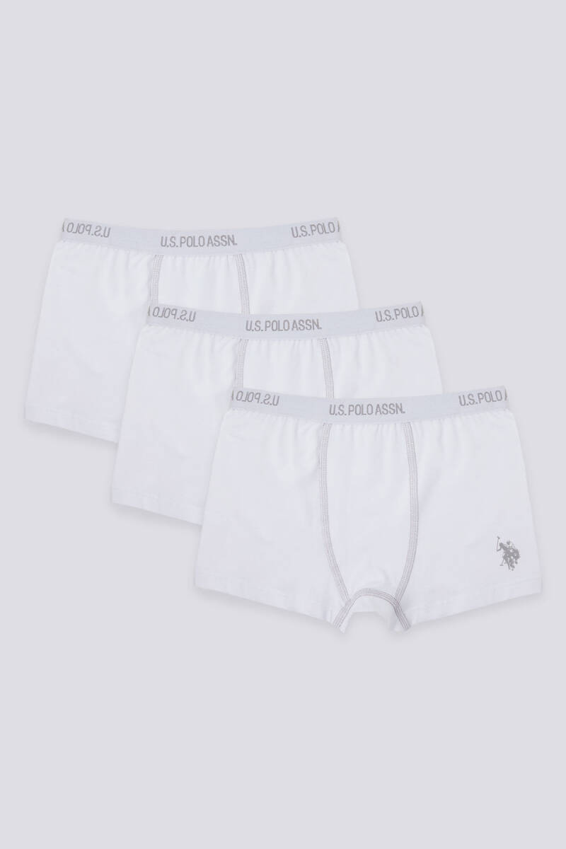 U.S. Polo Assn. Erkek Çocuk Pamuklu Pigment Baskılı Kışlık Regular Fit Beyaz Boxer US1383-C-V1 - 1