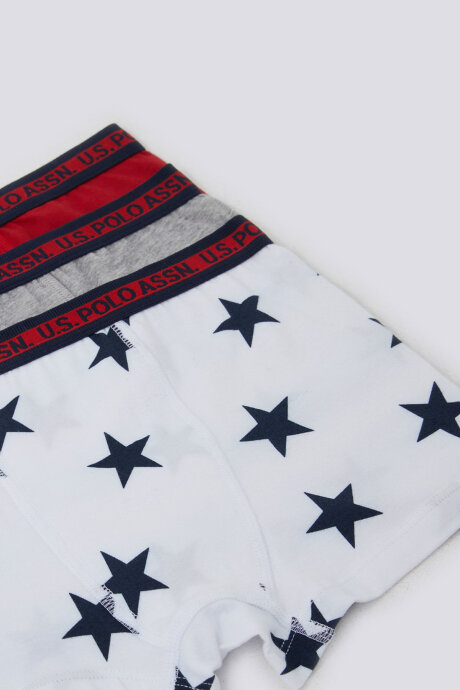 U.S. Polo Assn. Erkek Çocuk Pamuklu Pigment Baskılı Kışlık Regular Fit Beyaz Boxer US1378-C-V1 (1)